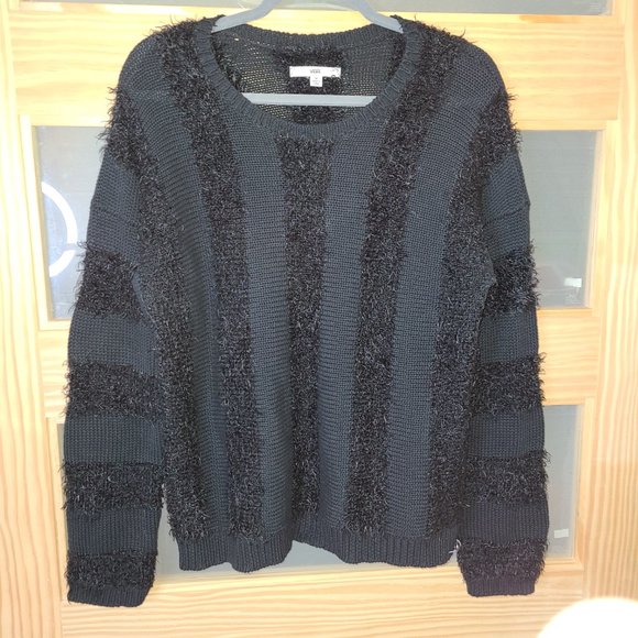 101. Vans Size Medium Caylee Black Eyelash Striped Pullover Sweater - Picture 3 of 3